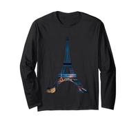 Tramonto Torre Eiffel Parigi Città Notturna Maglia a Manica