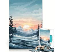 Tramonto tra montagne innevate - Puzzle da 1000 pezzi per adulti - Regalo - Gioco di abilità e antistress - Taglio preciso - Lista dei desideri di Babbo Natale 38x52cm