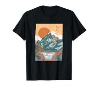 Tramonto vintage sul lago di montagna | Arte avventura escursionistica retrò Maglietta