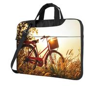 Tramonto Vista rurale Borsa per Laptop Business Computer Portatile Unisex Spalla Messenger Cartella Indietro Stagione Scuola, Nero , 14 inch