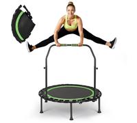 Trampolini da fitness, mini trampolino da 101 cm, capacità di carico 200 kg, trampolino elastico portatile per esercizi con maniglia in schiuma regolabile (Verde)