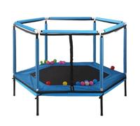 Trampolino a forma di zucca per interni ed esterni, 159 cm, con rete di sicurezza per bambini, divertente e sicura, colore: blu, perfetto per cortile e uso domestico