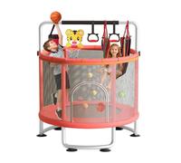 Trampolino da 152,4 cm per bambini, regolabile, con canestro da basket, per interni ed esterni, mini trampolino con rete di recinzione per ginnastica, altalena, sacco di sabbia, palline oceaniche