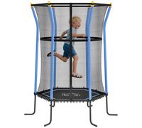 Trampolino da giardino per bambini Homcom Ø163,5 cm Carico 50 kg Nero e Blu