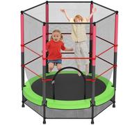 Trampolino Elastico Bambino in Acciaio,3-6 Anni con Rete di Protezione, 6 Colonne e Ingressi, 140cm Con Molle, Rete Di Sicurezza Rialzata - Regali Di Compleanno Per Bambini e Bambine, Regali Di Natale