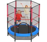Trampolino Elastico Bambino in Acciaio,3-6 Anni con Rete di Protezione, 6 Colonne e Ingressi, 140cm Con Molle, Rete Di Sicurezza Rialzata - Regali Di Compleanno Per Bambini e Bambine, Regali Di Natale