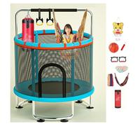 Trampolino elastico da interno con rete di sicurezza per bambini, supporta 250 kg, include mini canestro da basket, ideale per interni ed esterni, adatto per bambini e bambini