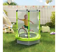 Trampolino Elastico per Bambini Ø140 cm con Rete di Sicurezza e Disegni, Età 3-6 Anni, Verde
