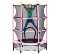 Trampolino Elastico per Bambini da 3 Anni Ø140 cm con Rete di Protezione Rosa e Nero