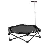 Trampolino fitness con tre livelli, manico regolabile, portata 150 kg, pieghevole, mini trampolino per adulti, esercizi indoor per bambini e adulti, nero