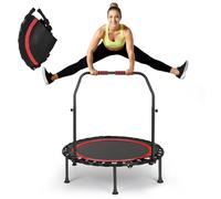 Trampolino Fitness Indoor Pieghevole Senza Installazione Diametro 101cm Mini Trampolino Portata 150kg Stabile e Silenzioso per Adulti (Rosso)