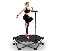 Trampolino fitness per casa, portata 150 kg, diametro 106 cm, trampolino pieghevole con manico regolabile, allenamento cardio Trainer per adulti, esercizi indoor per bambini e adulti