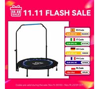 Trampolino fitness pieghevole Homcom Ø102 cm con manico regolabile Blu