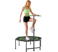 Trampolino fitness Sportnow 114X114X132 cm Trampolino fitness con manico regolabile a 3 livelli Telaio in acciaio per allenamento