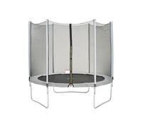 Trampolino KANGUI Maxi Eco 244 cm Rete di sicurezza, Cuscino sfoderabile, Struttura galvanizzata Grigia - Nouvo
