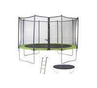 Trampolino KANGUI TWIN Ø 430 cm Pack completo Rete di sicurezza Scala 3 gradini Copertura Verde - Nouvo