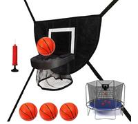 Trampolino Pallacanestro Hop - Regolazione Anello Da Pallacanestro per Con 4 Palline E Pompa, Anello Da Pallacanestro per Trampolino Esterno | Attacco per Parco Giochi,