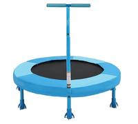 Trampolino per bambini, 91 cm, con maniglia, blu, mini trampolino per bambini, 7 gambe, molle spesse, imbottitura di sicurezza, per interni ed esterni, favorisce le abilità motorie e l'equilibrio
