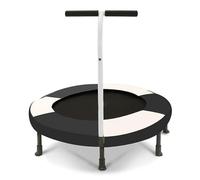 Trampolino per bambini da 91 cm con maniglia, mini trampolino per bambini con 7 gambe, molle spesse e imbottitura di sicurezza, per interni ed esterni, favorisce la coordinazione ed l'equilibrio, nero