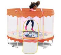 Trampolino per Bambini FOXSPORT - Sicuro, Durevole, con Rete di Protezione - Montaggio Facile - Indoor e Outdoor - Divertimento Attivo per Tutte le Stagioni - 150 cm (Arancia)