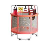 Trampolino per bambini per interni ed esterni, 1,5 m, 200 kg, 1-6 anni, regolabile, mini trampolino da giardino con canestro da basket, altalena, sacco di sabbia, palline oceaniche, rete di recinzione