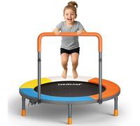 Trampolino pieghevole per bambini, 91,4 cm, mini trampolino piccolo con maniglia per interni ed esterni, regolabile in altezza, carico massimo 45,4 kg, tappetino per saltare per bambini