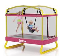 Trampolino rettangolare da 2,5 m per bambini, 78 "ASTM approvato trampolino ricreativo con altalena, trampolino piccolo per bambini con rete di recinzione di sicurezza, all'aperto e cortile, regali