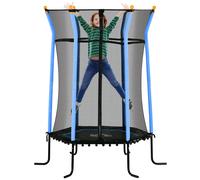 Trampolino Tappeto Elastico per Bambini con Ingresso a Cerniera e Pali Imbottiti Ø163.5x190 cm in Acciaio, PP e EPE Azzurro
