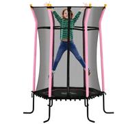 Trampolino Tappeto Elastico per Bambini con Ingresso a Cerniera e Pali Imbottiti Ø163.5x190 cm in Acciaio, PP e EPE Rosa