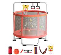 Trampolino Trampolino Elastico Bambino in Acciaio, 150cm - Set Ginnico Indoor con Rete di Sicurezza, Altalena, Canestro - Gioco per Bambini 3-8 Anni, Max Carico 200kg