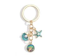 Tranbath Portachiavi a forma di conchiglia con ciondolo a forma di stella marina, regalo di compleanno per donne, piccoli regali per fidanzata, idee regalo per una buona amica, bel set regalo per