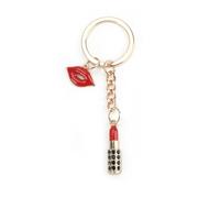 Tranbath Portachiavi con grazioso ciondolo a forma di rossetto, regalo creativo per donne, regalo personalizzato con bocca, compleanno per la buona fidanzata, mamma o collega, argento, S