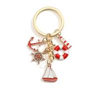 Tranbath Portachiavi marittimo, accessorio per barca a vela, ciondolo nautico con ancora, barca e motivi a vela, idee regalo per marinai e amiche, regalo di compleanno per donne e buona amica