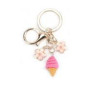 Tranbath Portachiavi personalizzato in acciaio inox, ciondolo floreale e gelato, regalo per donne per matrimonio, compleanno o come ricordo per amici e familiari, fidanzate regalo, argento, S