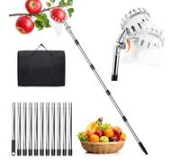 Tranbath Raccoglitore per frutta da 4,4 m, con testa regolabile, manico telescopico e custodia, strumento per raccogliere mele, arance, pere, facile da montare, ideale per giardini e alberi da frutto
