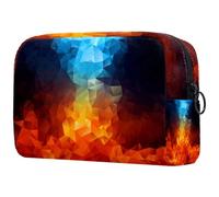 Trangle Fire and Water Cosmetic Bag per donne, beauty case da viaggio grande borsa per trucchi pratica borsa organizer con cerniera, Multi, 18.5x7.5x13cm/7.3x3x5.1in, Beauty case
