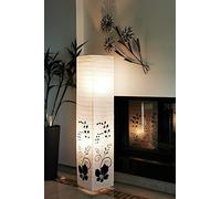 Trango 1210 design Lampada da terra *GREECE* lampada in carta di riso *HANDMADE* in angolare bianco con motivo floreale incl. 2x attacco E14 altezza: circa 125 cm lampada da soggiorno carta da disegno