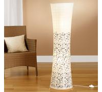 Trango Lampada da terra di design 1240L *KOS* Lampada in carta di riso *HANDMADE* in bianco con motivo floreale incl. 2x 5 Watt E14 lampadina LED Forma: rotonda - Altezza: 125 cm Lampada da soggiorno