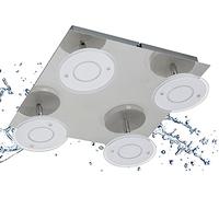 Trango Plafoniera IP44 a 4 fiamme 2116 in look cromato *COOL* incl. 3 lampade da bagno con modulo LED bianco caldo da 4,5 W 3000K con faretti girevoli, lampada da parete da bagno, lampada da soffitto