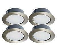 Trango Set di 4-12V AC/DC Downlight da incasso a LED, illuminazione da incasso, plafoniera TGG4E-042 nichel opaco per sostituire le lampade per mobili G4 alogene convenzionali I lampada da cucina