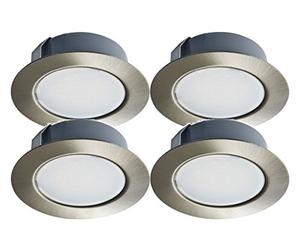 Trango Set di 4-12V AC/DC Downlight da incasso a LED, illuminazione da incasso, plafoniera TGG4E-042 nichel opaco per sostituire le lampade per mobili G4 alogene convenzionali I lampada da cucina