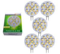 Trango Set di 5 lampadine LED G415-2.5*5 attacco G4 per sostituzione lampadina alogena G4 MR16 12Volt AC/DC 2.5W 250 lumen 3000K bianco caldo faretto da incasso per mobili, luce da incasso, plafoniera