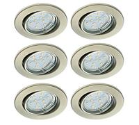 Trango Set di 6 Downlight a LED TG6729-062-6W in tondo nickel opaco, Incasso luce, riflettori del soffitto, spot da incasso, riflettore Illuminante LED GU10 6x 5.0 watt, 3000K bianco caldo plafoniera