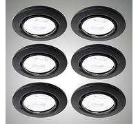 Trango Set di 6 LED ad incasso in tondo nero 6729-065MCOB, luce da incasso per bagno faretti a soffitto & da incasso, lampada incl. modulo LED 6x 5 Watt ultra piatto solo 3 cm di profondità