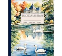 Tranquil Chateau Composition Notebook | Serene Watercolor Scene College-Ruled Notebook: Elegant Mansion and Autumnal Landscape with Swans | 110 Pages ... for Students, Artists, and Nature Lovers