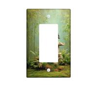 Tranquil Heron Light Switch Cover Piastra/Outlet, design verde sereno bambù e pietra, accenti da parete ispirati alla natura, dimensioni standard singolo Rocker
