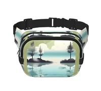 Tranquil Lakes - Marsupio quadrato a doppio strato, unisex, per corsa, viaggi, escursionismo, fitness, nero, taglia unica, Nero, One Size