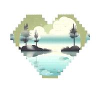 Tranquil Lakes Print Building Brick Block Puzzle - Puzzle a forma di cuore con immagini, puzzle in legno