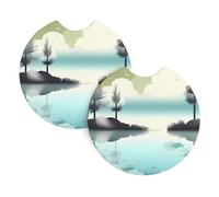 Tranquil Lakes - Sottobicchieri per auto, confezione da 2, universali, accessori per interni auto, 6,9 cm