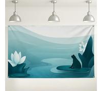 Tranquil - Sfondo decorativo da parete con lago anfibio, scena acquatica minimalista, sfondo naturale sereno per fotografia, decorazione per la casa tranquilla per tutte le stagioni, 180 x 109 cm